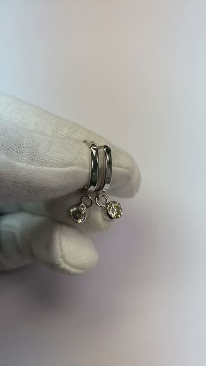 Drop Down Bezel Earrings 1 Carat Round Natural Earth Mined Diamond Women's Jewelry