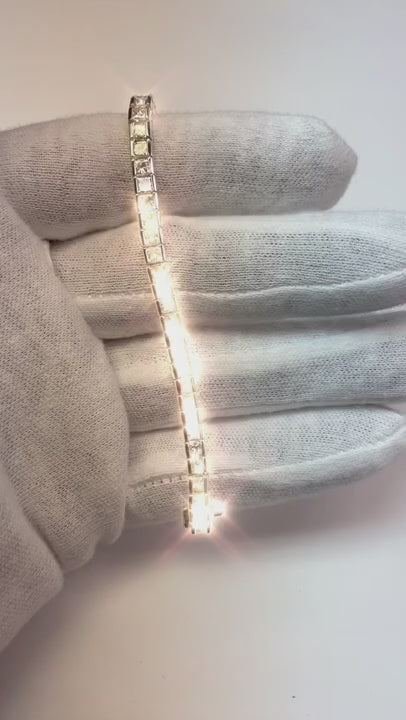 10.40 Ct Princess Cut Natural Earth Mined Diamond Ladies Tennis Bracelet White Gold