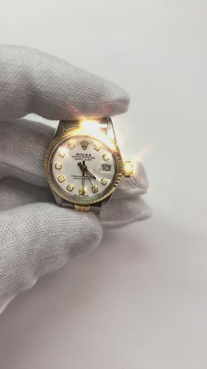 Rolex Datejust Diamond Bezel Lady Watch Ss & Gold Jubilee Bracelet