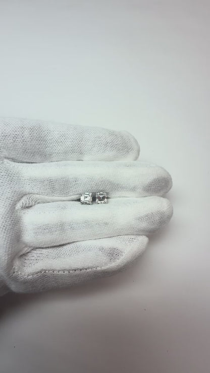 2 Ct Beautiful Asscher Cut Natural Earth Mined Diamond Stud Earring White Gold Jewelry