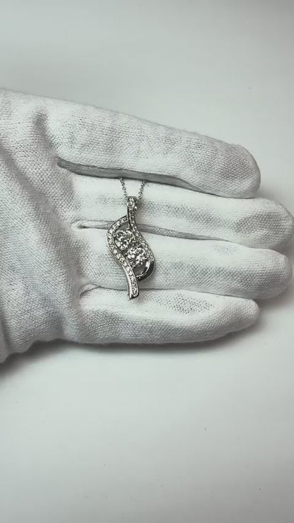 Two Stone Style Round Old Mine Cut Genuine Natural Earth Mined Diamond Pendant 3.50 Carats