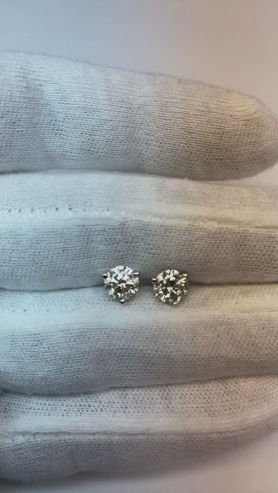 2 Carats Round Cut Real Natural Earth Mined Diamond Stud Women Earring Gold Jewelry Sparkling