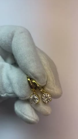 White Gold 14K Ladies Dangle Earrings Natural Earth Mined Diamonds 3 Carats F Vs1