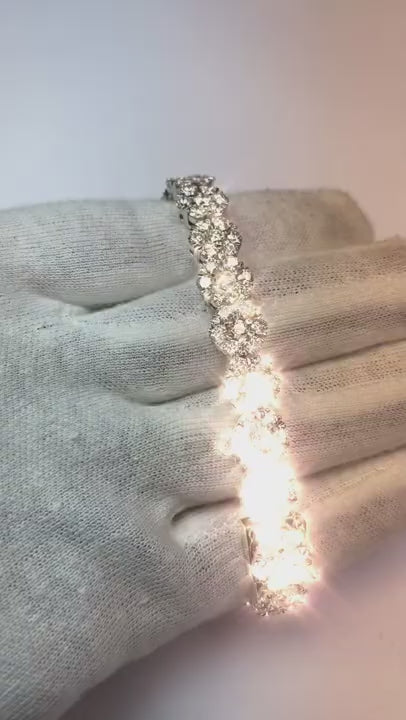 20 Carats White Round Natural Earth Mined Diamond Tennis Bracelet White Gold Jewelry