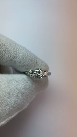 2.75 Carats Three Stone Ring Channel Set Round Genuine Natural Earth Mined Diamond Jewelry