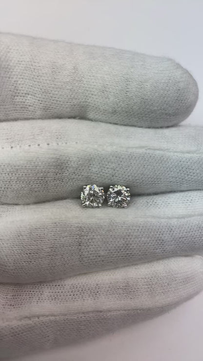 Gorgeous Round Cut 2 Ct Natural Earth Mined Diamonds Lady Studs Earrings 14K White Gold