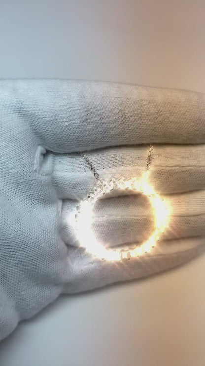 Round Brilliant Shape Natural Earth Mined Diamond Circle Pendant Necklace 3 Carat WG 14K