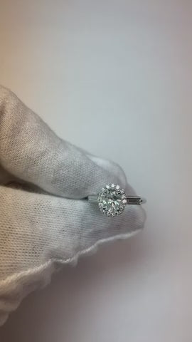 3 Stone Oval & Baguette Natural Earth Mined Diamond Engagement Ring 1.30 Carats White Gold 14K