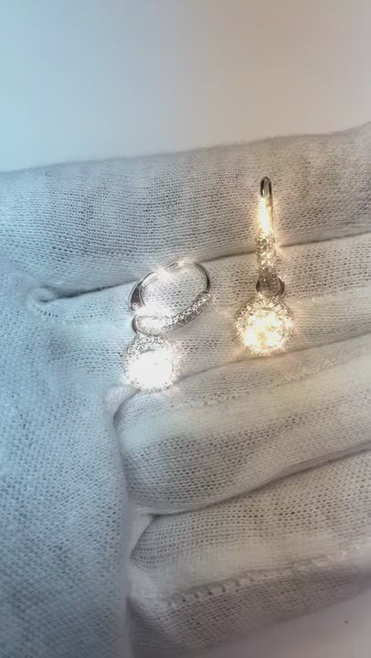 Natural Earth Mined Diamonds Ladies Dangle Earrings Round Cut 2.90 Carats White Gold 14K