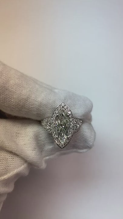 3 Ct. Marquise Natural Earth Mined Diamond 3 Stone Two Tone Gold Ring New