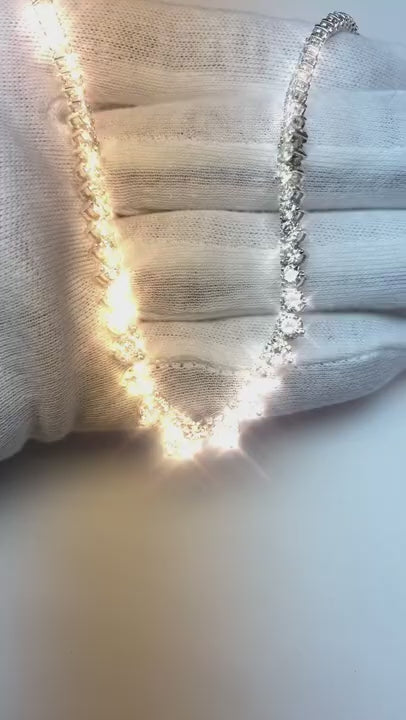 14 Ct Round Cut Natural Diamond Diamonds Riviera Necklace Lady F Vvs1 14K White Gold