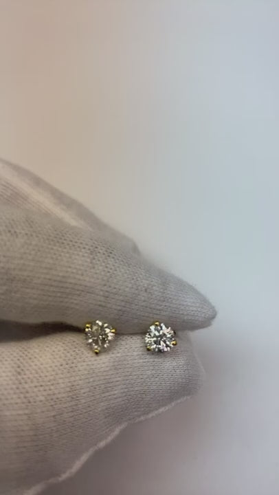 Stud Earring Martini Set Round Natural Earth Mined Diamond White Gold 14K