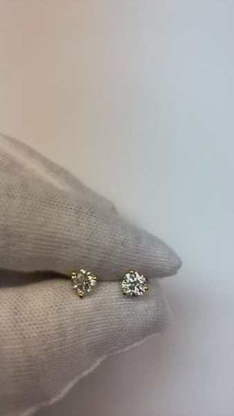 Stud Earring Martini Set Round Diamond White Gold 14K