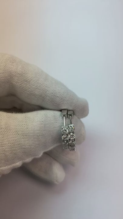 Sparkling 5.70 Carats Natural Earth Mined Diamonds Women Hoop Earrings 14K Gold White