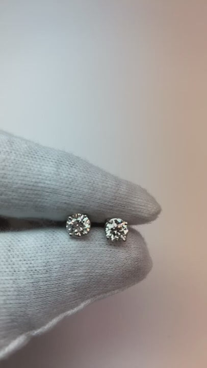 F Vvs1 1.20 Cts Round Natural Earth Mined Diamonds Platinum Stud Earring
