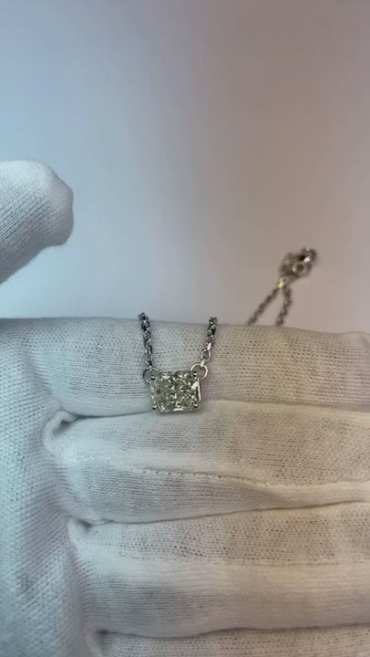 East West Set Natural Earth Mined Diamond Pendant Dog Ear Radiant Cut 3 Carat Single Prong