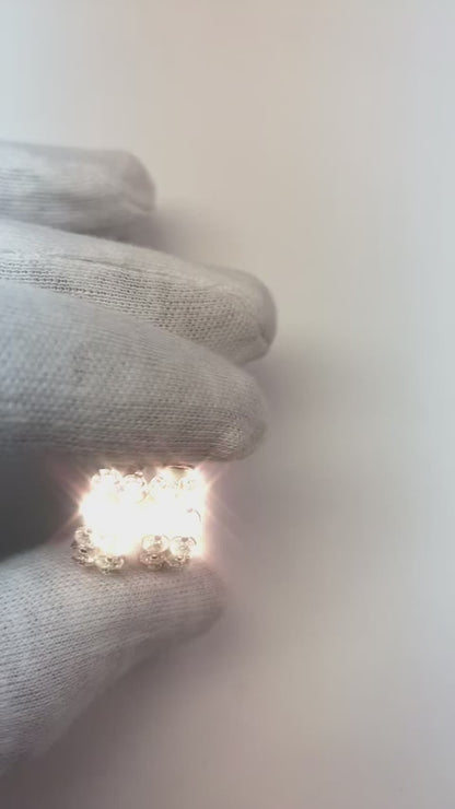 3 Carats Round Cut Two Row Natural Earth Mined Diamonds Women Huggies Hoop Earring