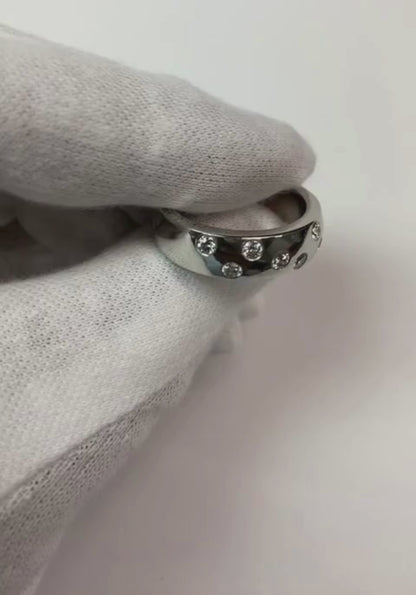 Gypsy Set Round Diamond Band 0.90 Carats White Gold 10K Men's Ring