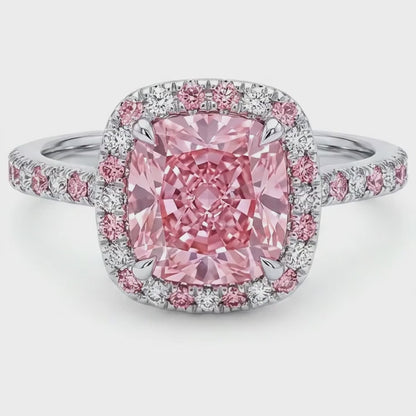 Natural Pink Diamond Ring 1.96 Carat Cushion