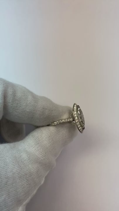 3.50 Carats Marquise Cut Natural Earth Mined Diamond Ring With Accents White Gold 14K