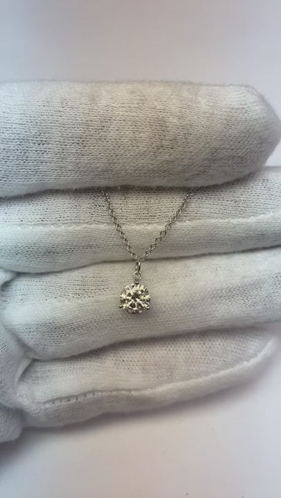 Round 1 Carat Natural Earth Mined Diamond Women Necklace 14K White Gold