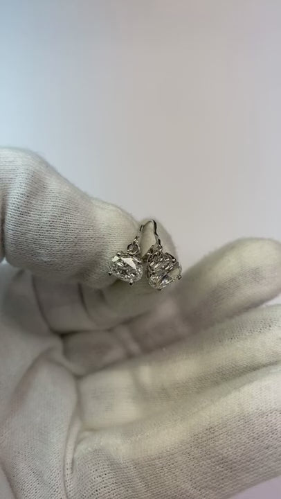 White Gold 2 Ct Shepherd Hook East West Style Oval Natural Earth Mined Diamond Earrings