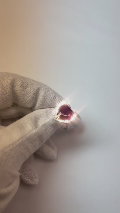 6.25 Carats Heart Cut Ruby Gemstone And Natural Earth Mined Diamond Ring White Gold 14K