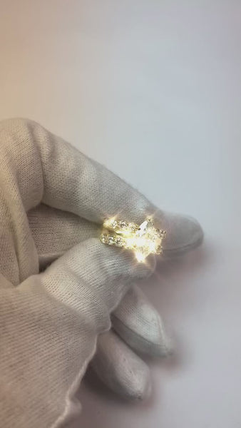 Marquise Mined Diamond Wedding Ring Bridal Jewelry Yellow Gold