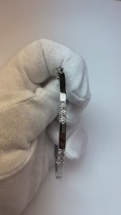 1.35 Ct Brilliant Cut Natural Earth Mined Diamond Bangle 14K White Gold