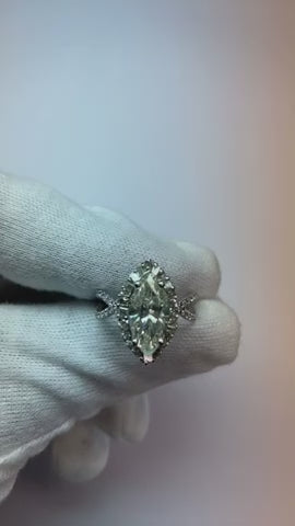 White Gold Marquise Mined Diamond Halo Engagement Ring 4.50 Carats New