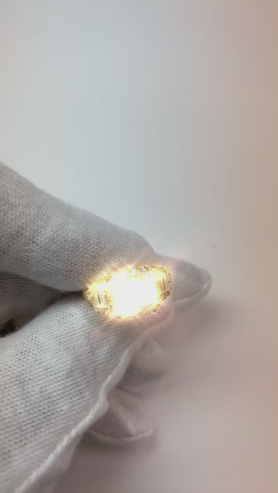 Princess Cut Natural Earth Mined Diamond Insert Engagement Ring Enhancer Gold 14K 4 Ct