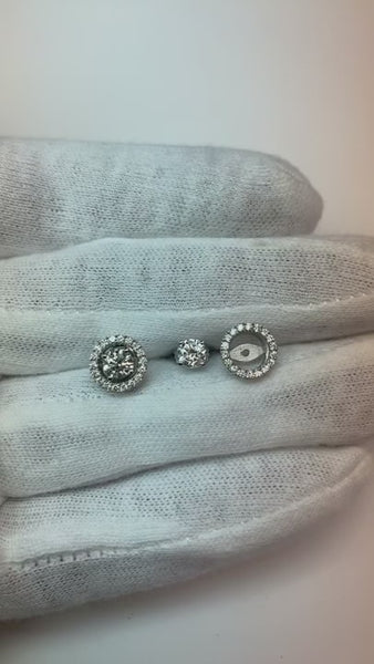 1.40 Ct Diamond Stud Halo Jacket Earrings