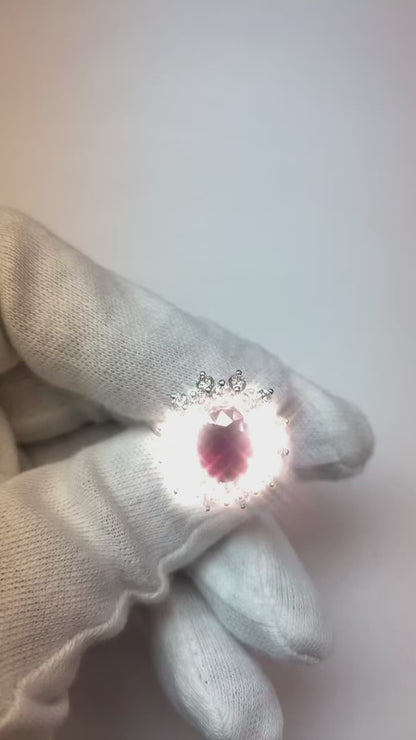 6.50 Ct Red Ruby With Natural Earth Mined Diamonds Ring White Gold