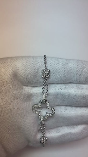 Diamond Crosses Bracelet 2.50 Carats Women White Gold Jewelry