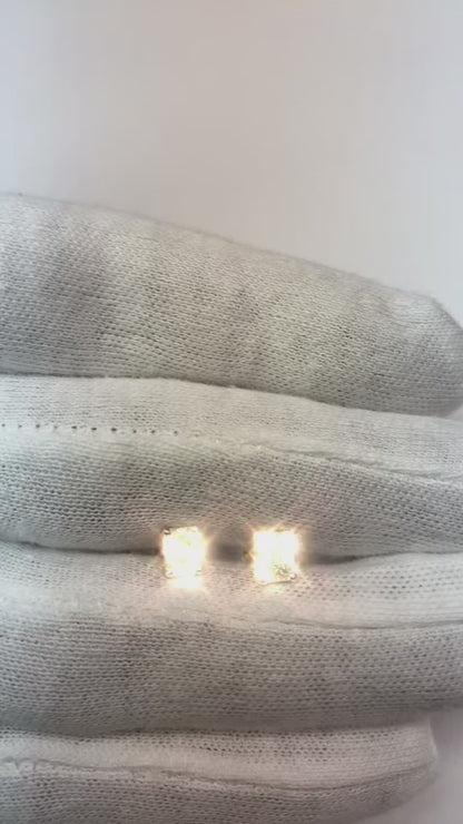 1.5 Carats Radiant Cut Natural Earth Mined Diamond Stud Solitaire Earring White Gold 14K