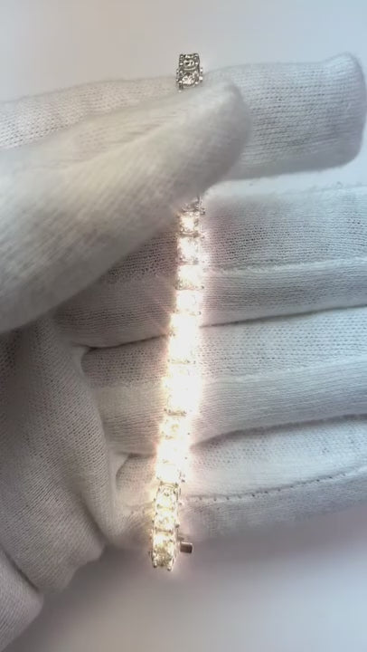 Women Round Cut Natural Earth Mined Diamond Tennis Bracelet Solid White Gold 14K 7.20 Ct