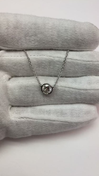 1 Carat Sparkling Natural Earth Mined Diamond Necklace Pendant White Gold 14K F VS1