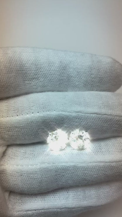 Round Brilliant Cut 6 Carats Natural Earth Mined Diamonds Studs Earrings Gold White