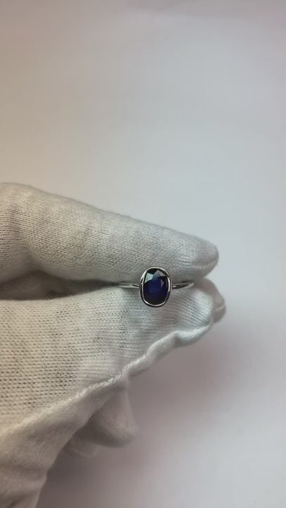 Solitaire Cushion Sapphire Ring Bezel Set 2 Carats Gemstone Jewelry