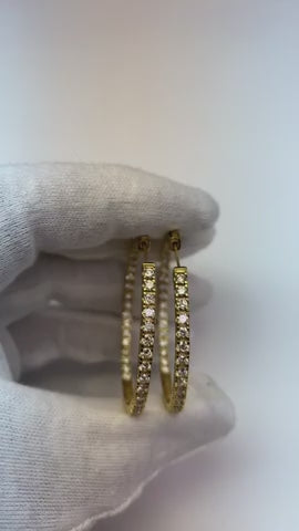 Prong Set 5 Carats F Vvs1 Diamonds Ladies Hoop Earrings Gold 14K