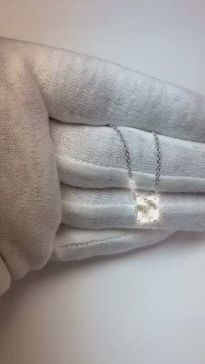 1 Carat Emerald Natural Earth Mined Diamond Women Necklace Pendant White Gold 14K