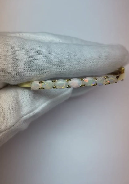 Opal Bangle 5.25 Carats Yellow Gold Women Jewelry New