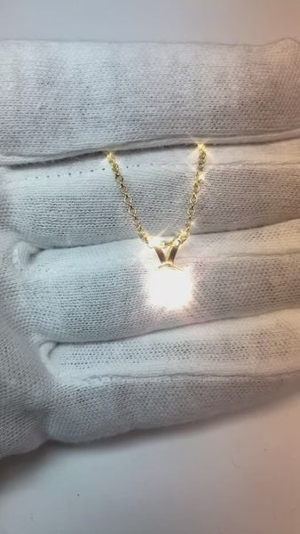 Mined Diamond Pendant Necklace With Chain 1 Carat Half Bezel Yellow Gold