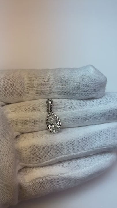 White Gold Pear Cut Natural Earth Mined Diamond Ladies Solitaire Pendant Jewelry 2 Ct.