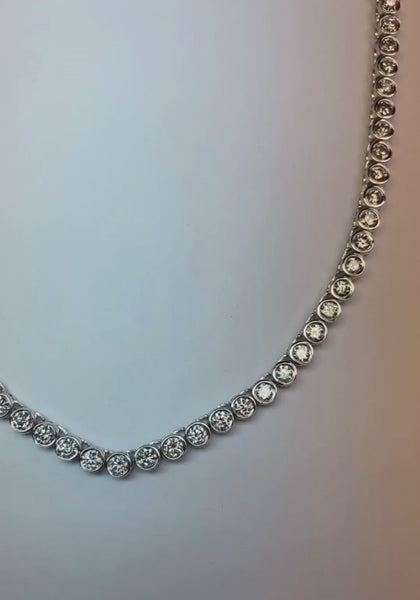 Bezel Set Real Diamonds Tennis Necklace