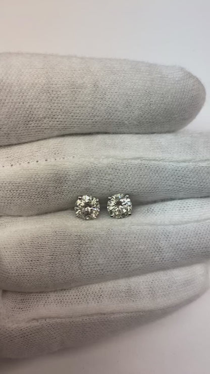 2 Carats Natural Earth Mined Diamond Stud Earring Solid White Gold 14K