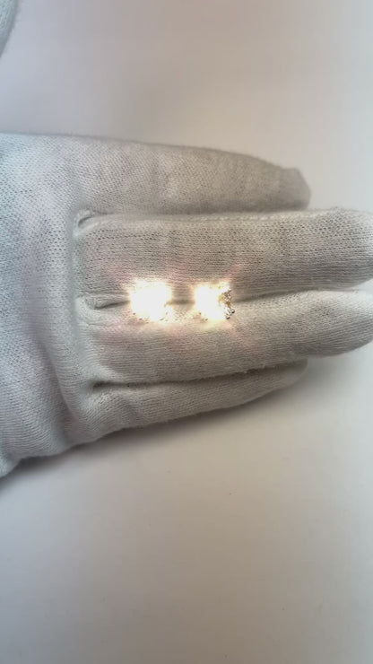 4 Ct Big Princess Cut Solitaire Genuine Natural Earth Mined Diamond Stud Earring 14K White Gold