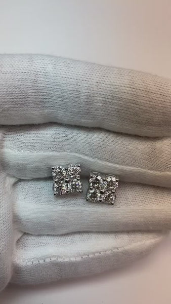 4 Ct Round Cut Diamond Lady Stud Earring 14K White Gold