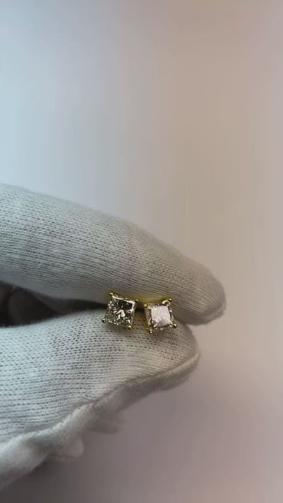1.8 Ct Princess Cut Women Stud Earring 14K White Gold Natural Earth Mined Diamond