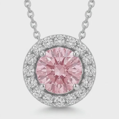 Pink Diamond Necklace 3 Carat Round